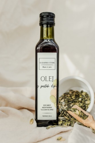 olej z pestek dyni tłoczony na zimno nierafinowany 250 ml